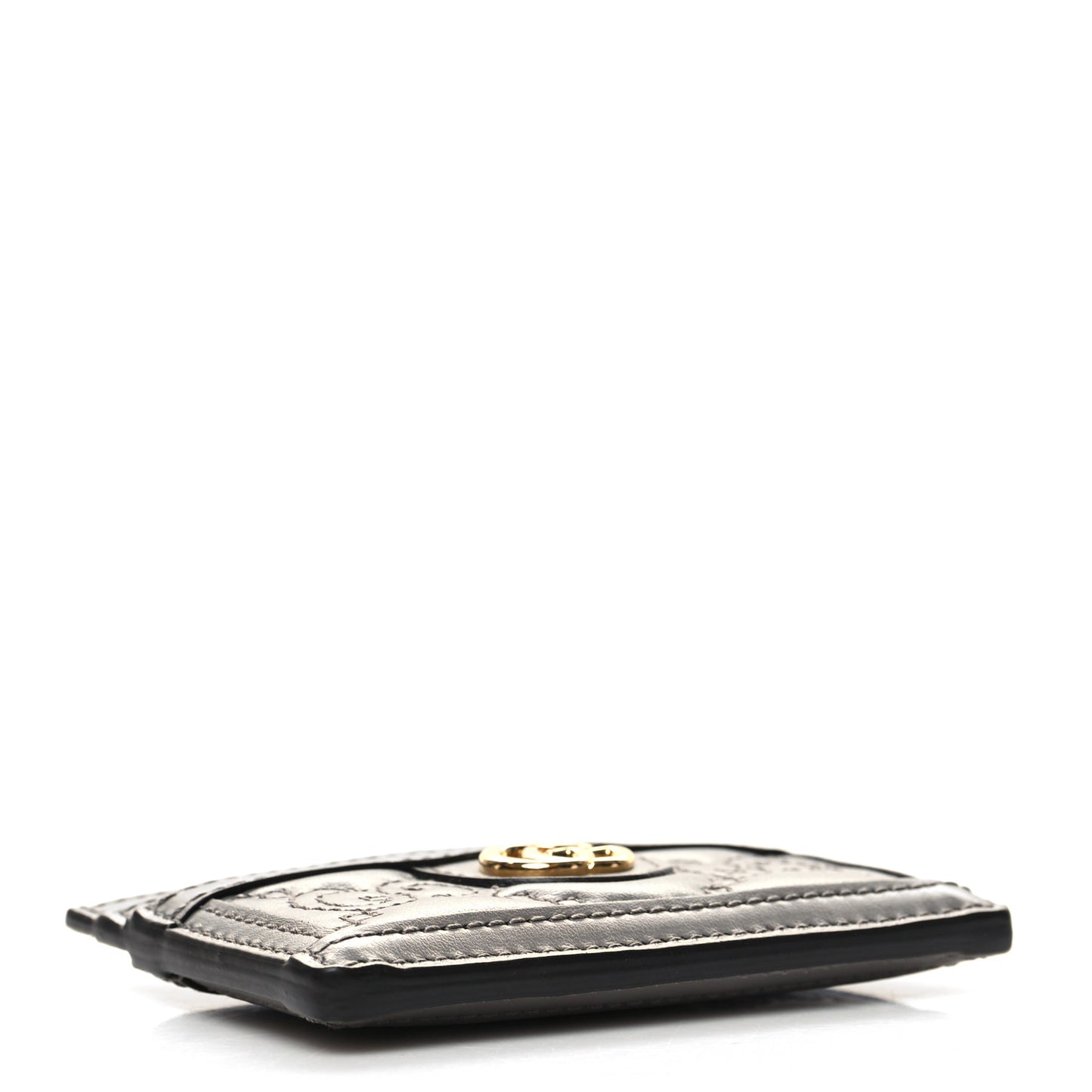 Calfskin GG Matelasse Card Holder Dusty Grey