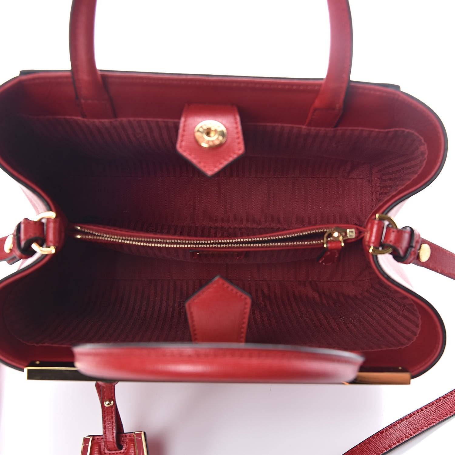 Fendi Vitello Elite Flamingo Petite 2Jours Tote Mattone 5 of 9