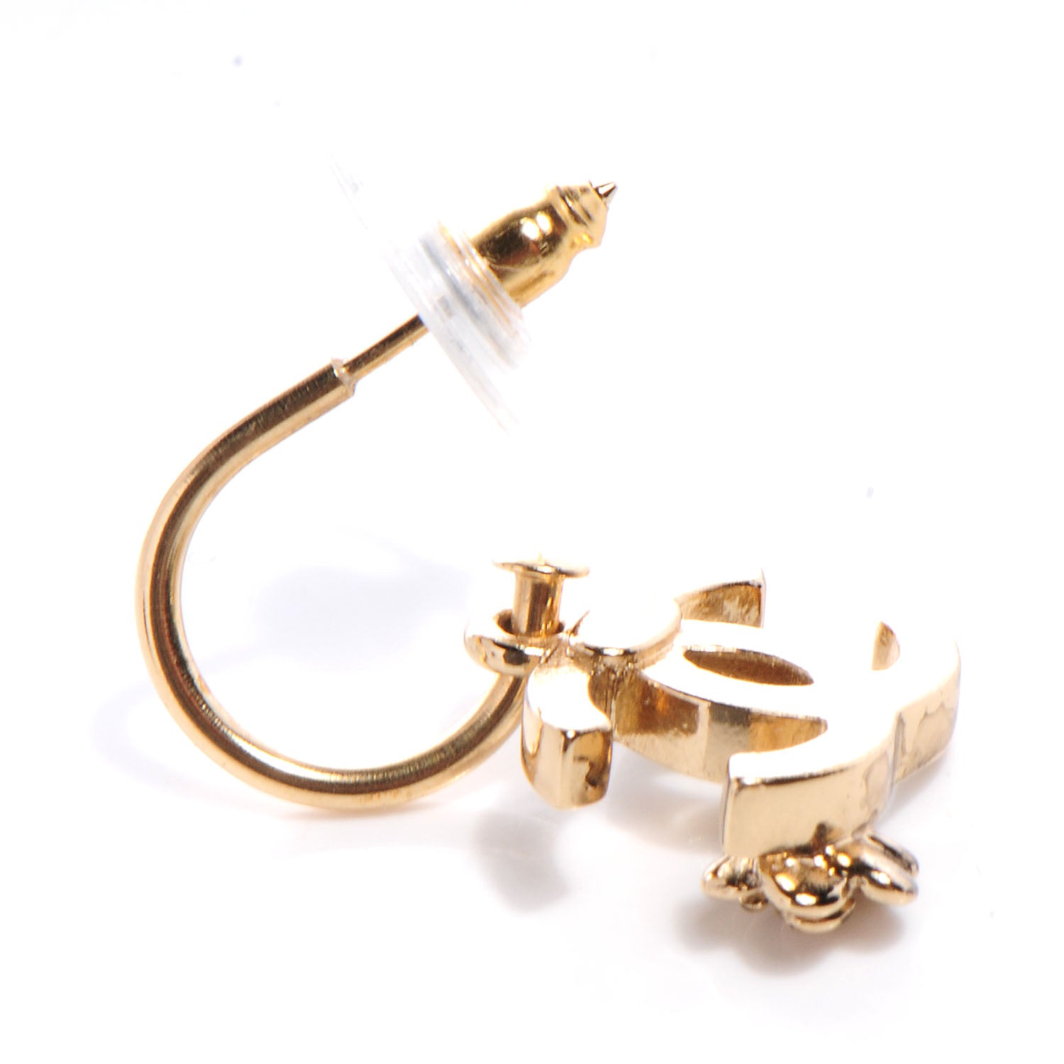 Chanel Glitter CC Camellia Earrings Gold 3 of 5