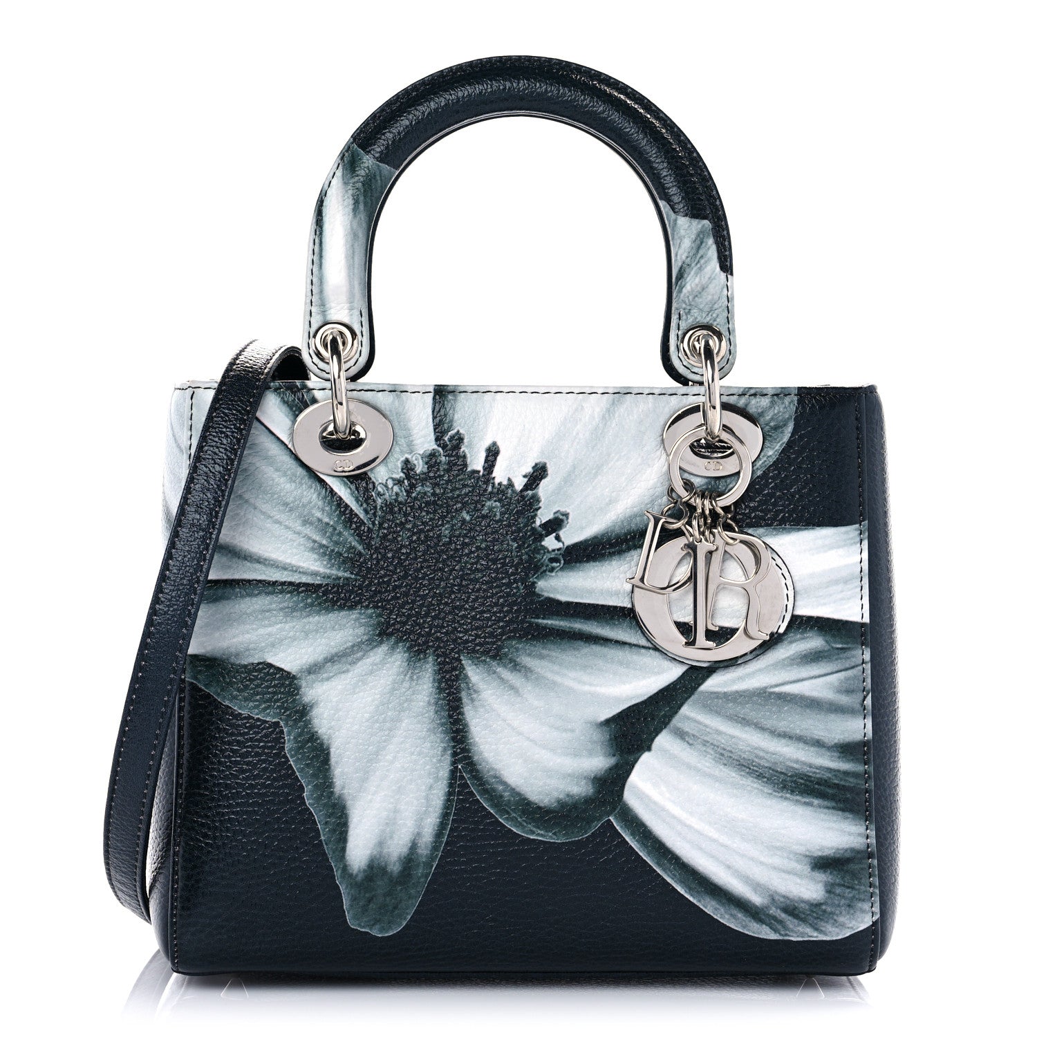 Christian Dior Deerskin Floral Printed Medium Lady Dior Green 1 of 9