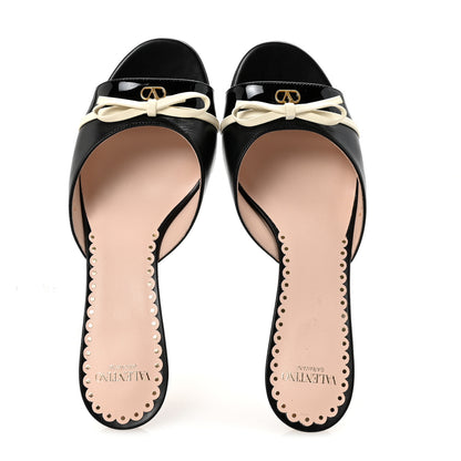 Valentino Garavani Calfskin Patent Bepointy Slide Sandals 36 Black Light Ivory 2 of 9
