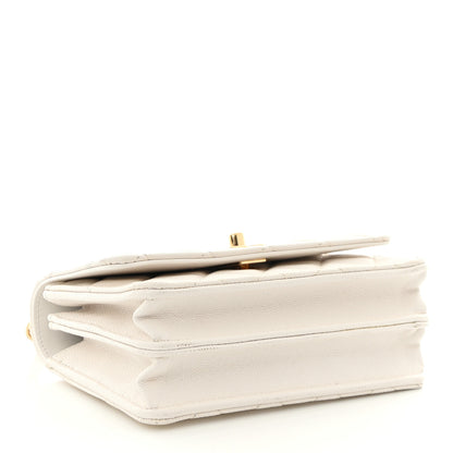 Chanel Shiny Caviar Quilted Flap Charm Small Wallet On Chain WOC White 4 of 15