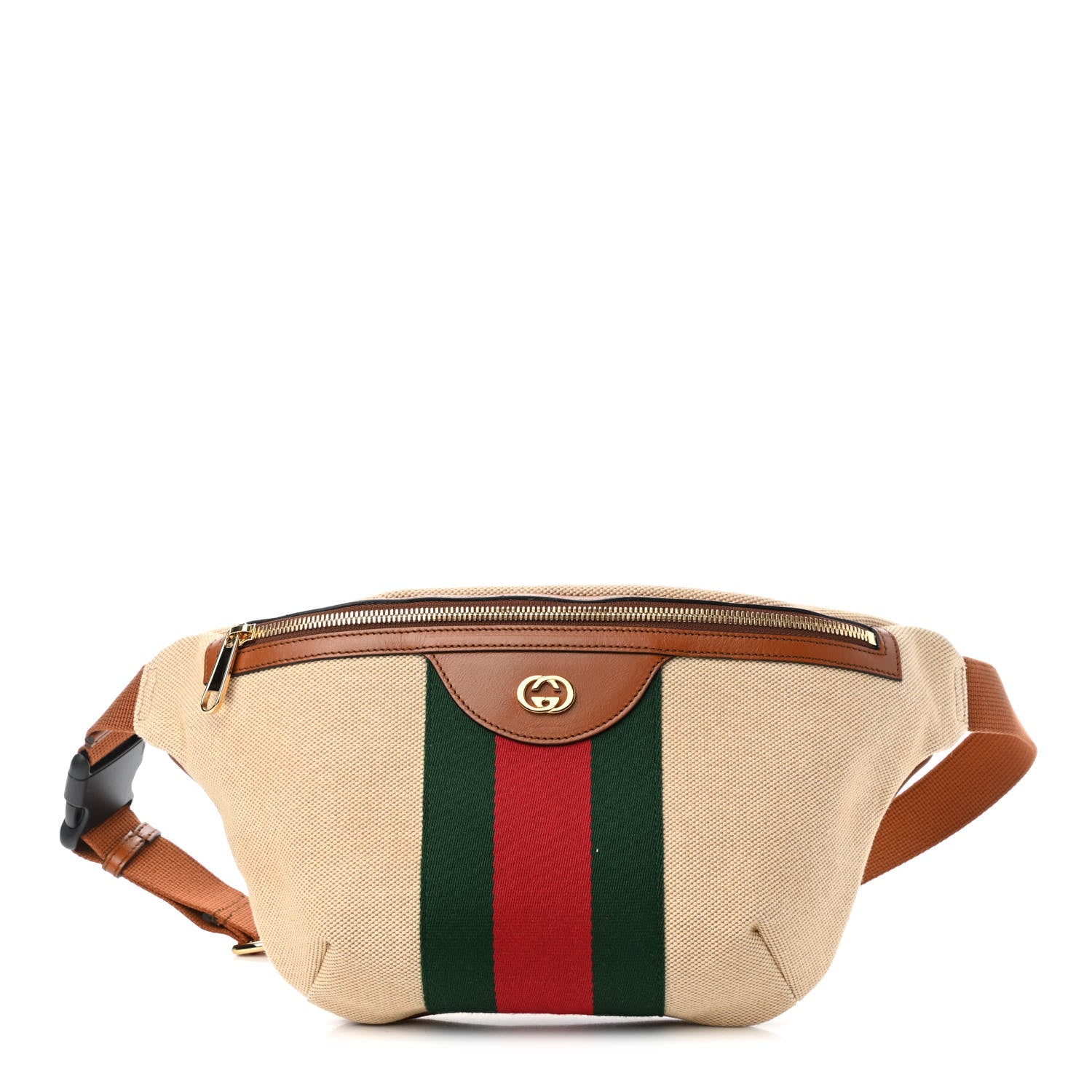 Gucci Vintage Canvas Web Belt Bag Sand Cuir 1 of 10