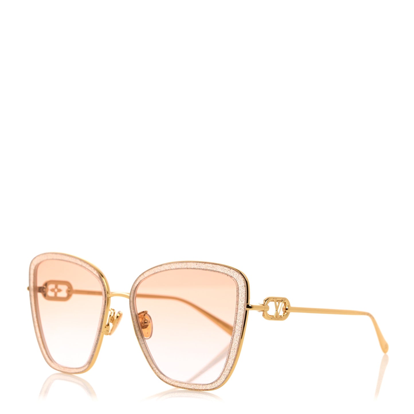 Metal LV Link One Cat Eye Sunglasses Z1771E Pink Glitter