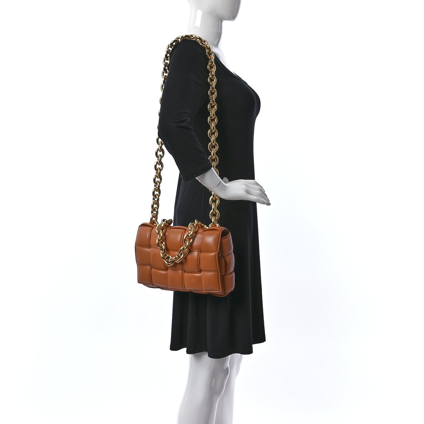 Lambskin Maxi Intreccio Padded Chain Cassette Crossbody Bag Clay