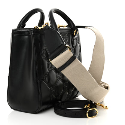 Gucci Calfskin GG Matelasse Mini Tote Bag Black Natural 3 of 10