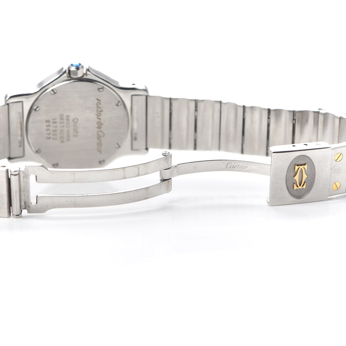 Stainless Steel 18K Yellow Gold 29mm Santos Octagon Quartz Watch