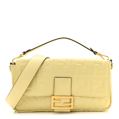 Fendi Nappa FF 1974 Embossed Large Baguette Banana 1 of 12