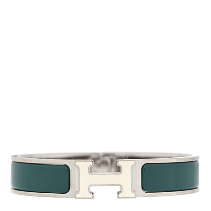 Hermes Enamel Narrow Clic Clac H Bracelet GM Vert Bleuete White 1 of 3