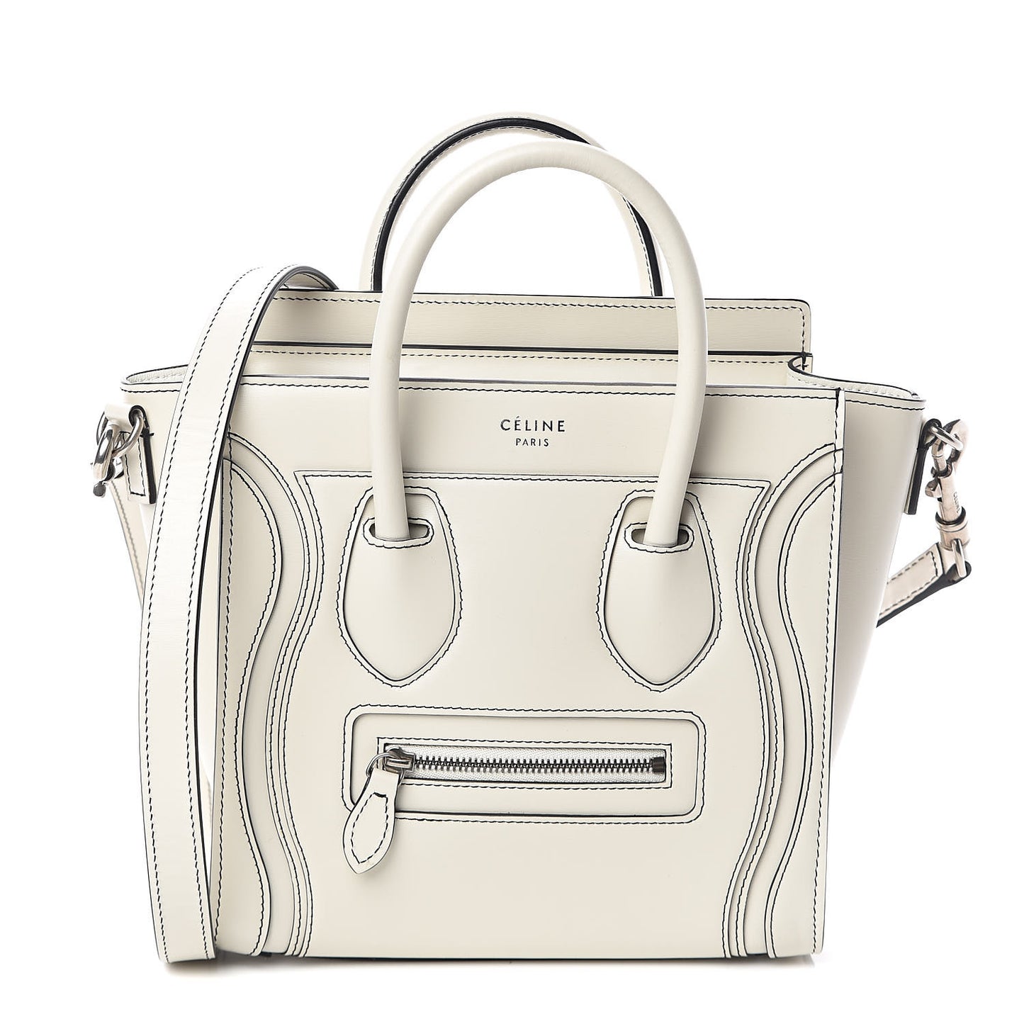 Satin Calfskin Nano Debossed Luggage White