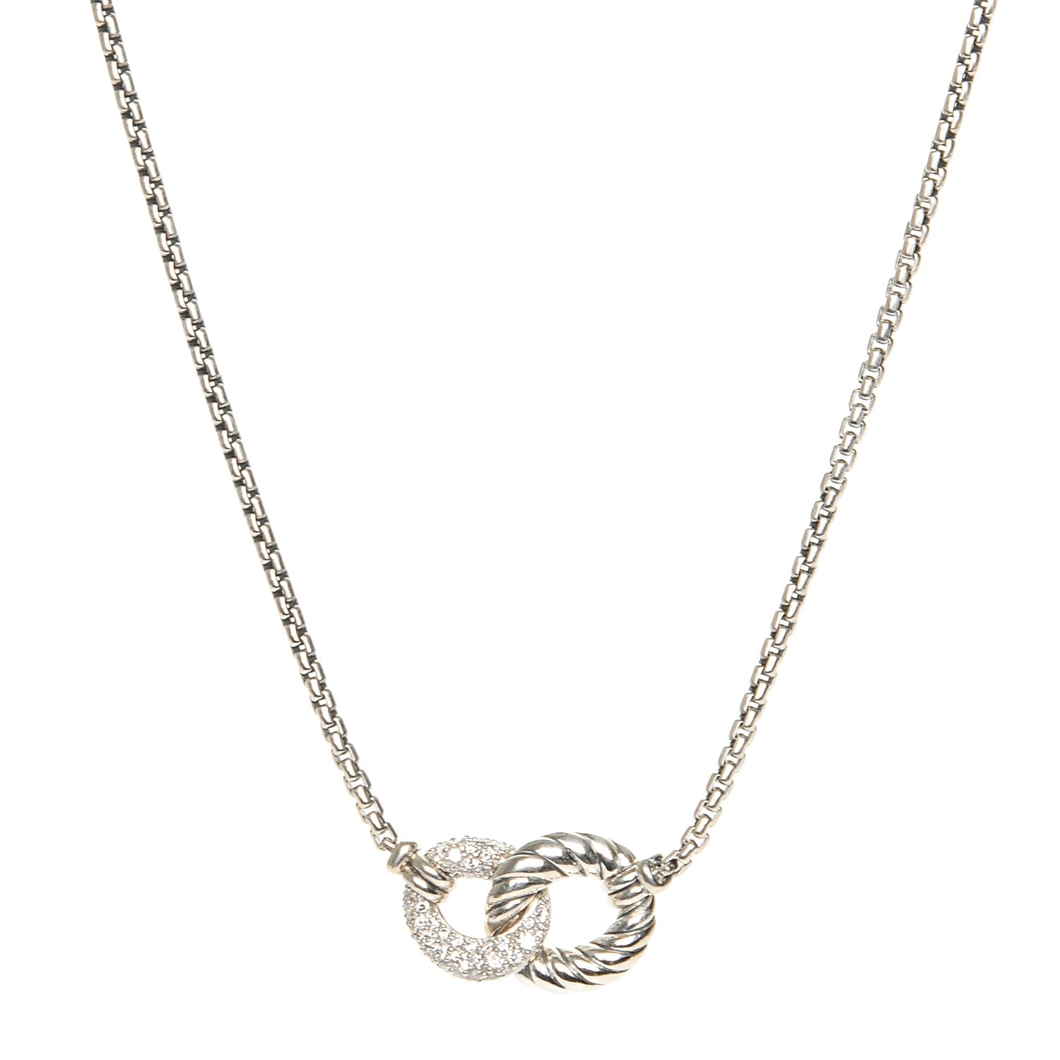 David Yurman Sterling Silver Diamond Belmont Pendant Necklace 1 of 5