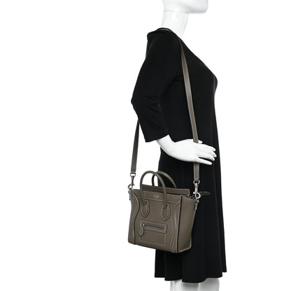 Celine Drummed Calfskin Nano Luggage Souris 2 of 16