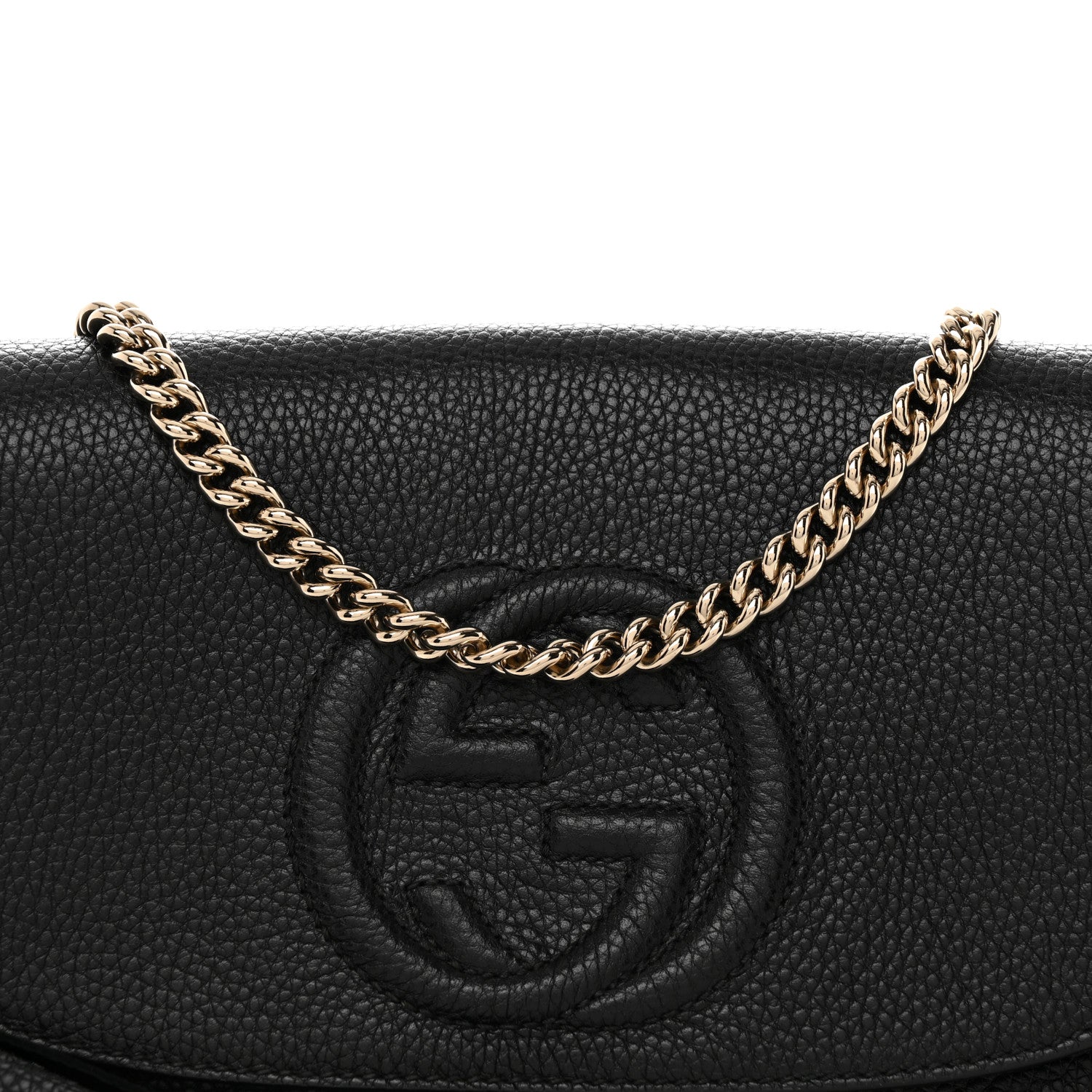 Gucci Pebbled Calfskin Medium Soho Flap Crossbody Black 9 of 13