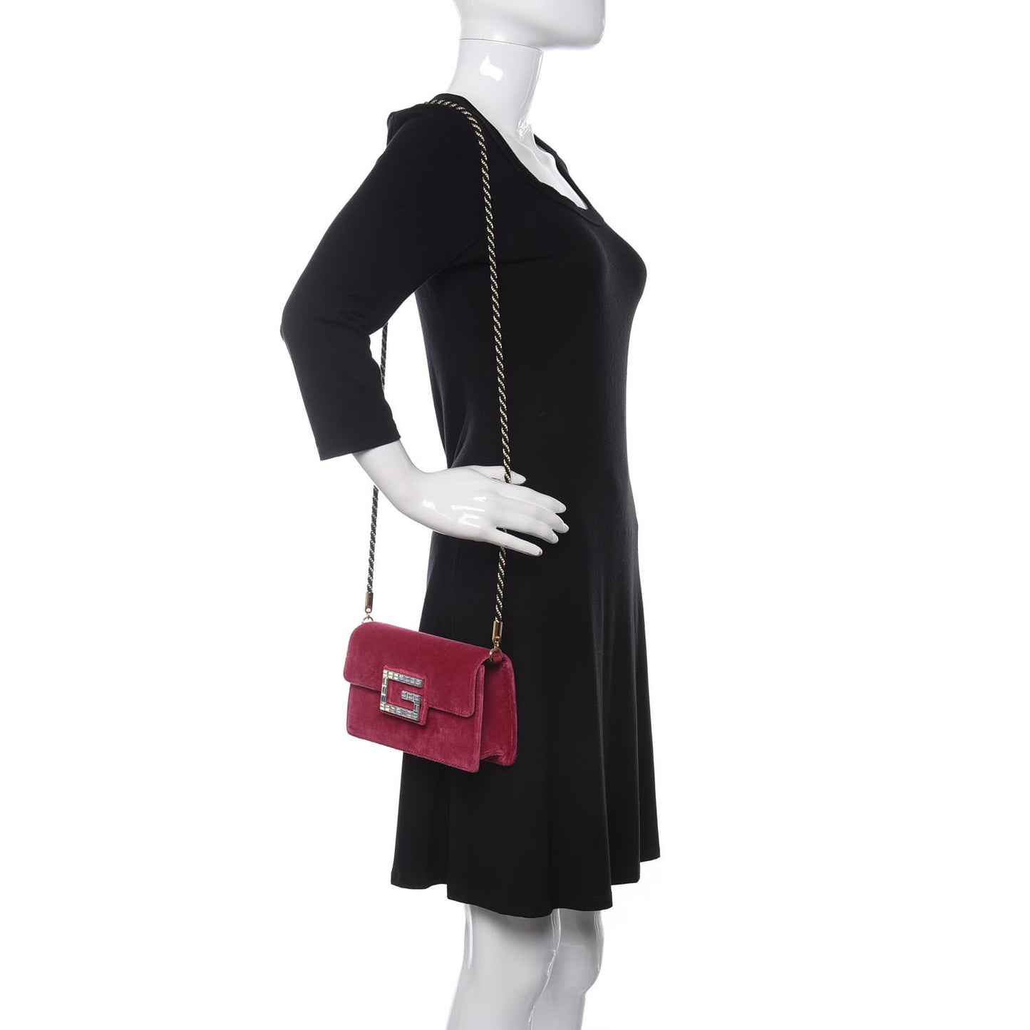 Velvet Crystal Square G Shoulder Bag Light Raspberry Rose