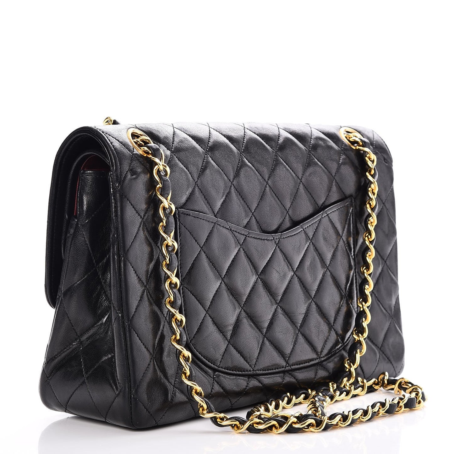 Lambskin Quilted Medium Double Flap Black