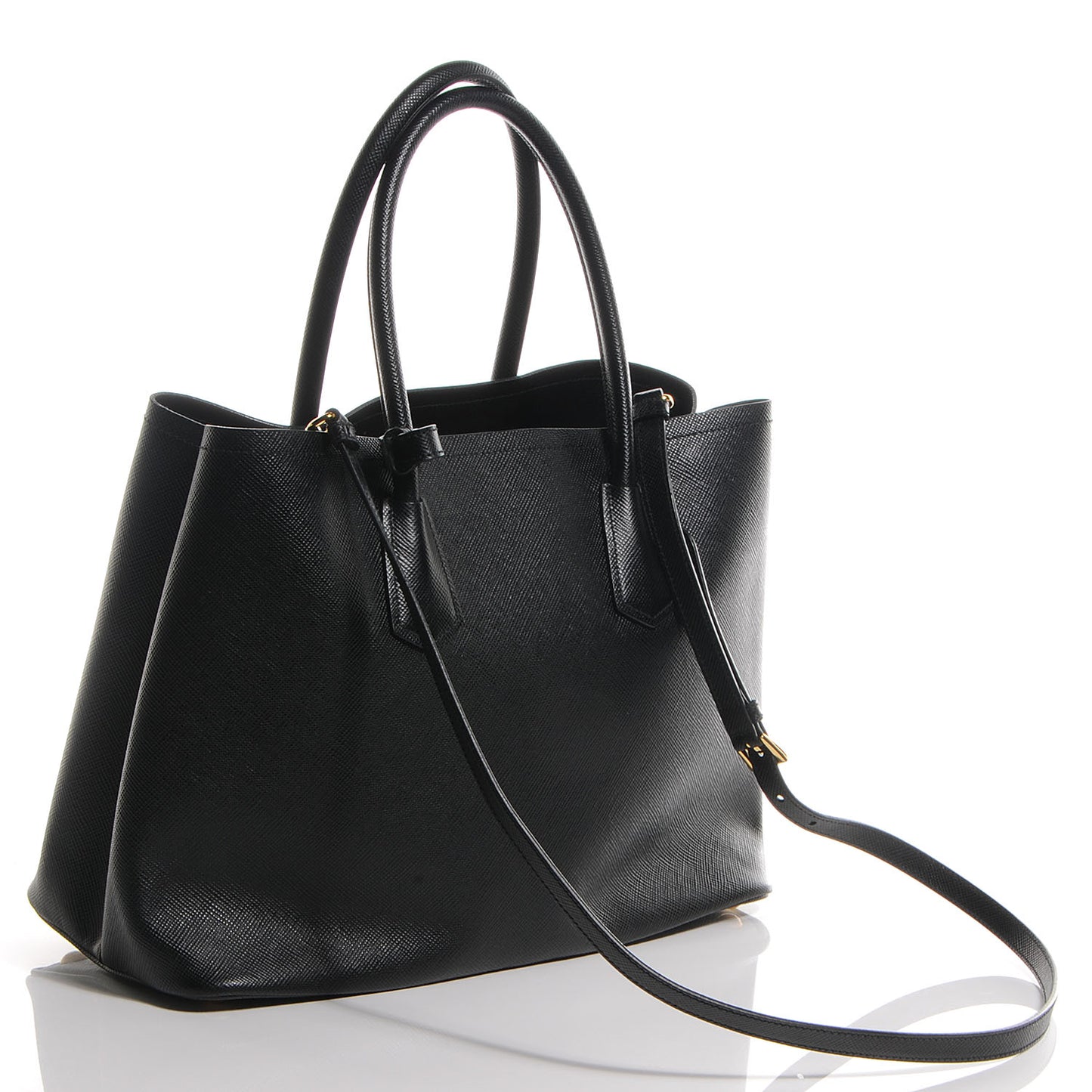 Saffiano Cuir Large Double Bag Nero Black