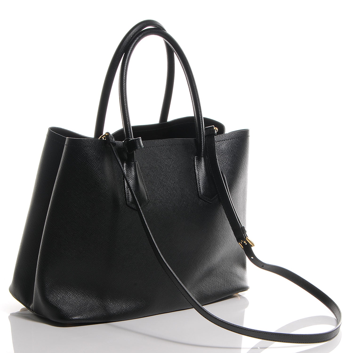 Prada Saffiano Cuir Large Double Bag Nero Black 4 of 10