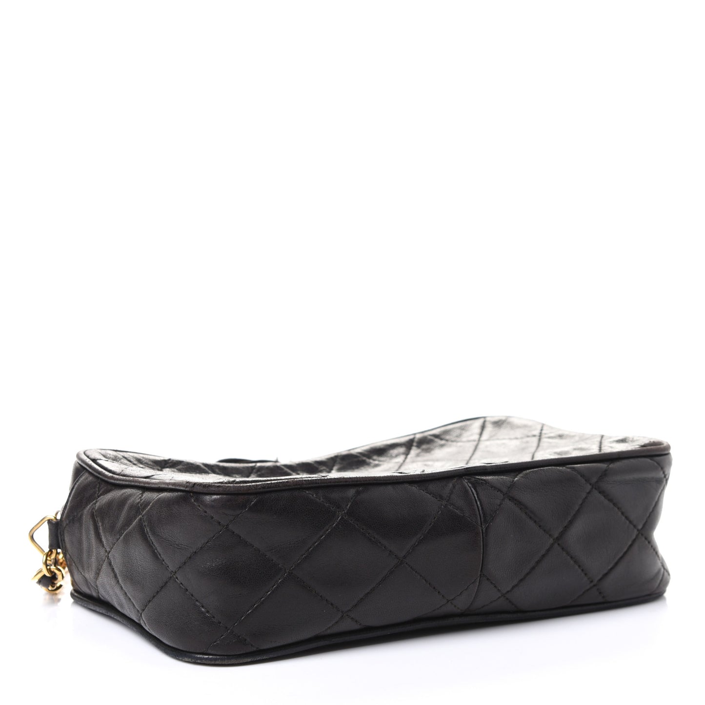 Lambskin Quilted Tassel Camera Case Black