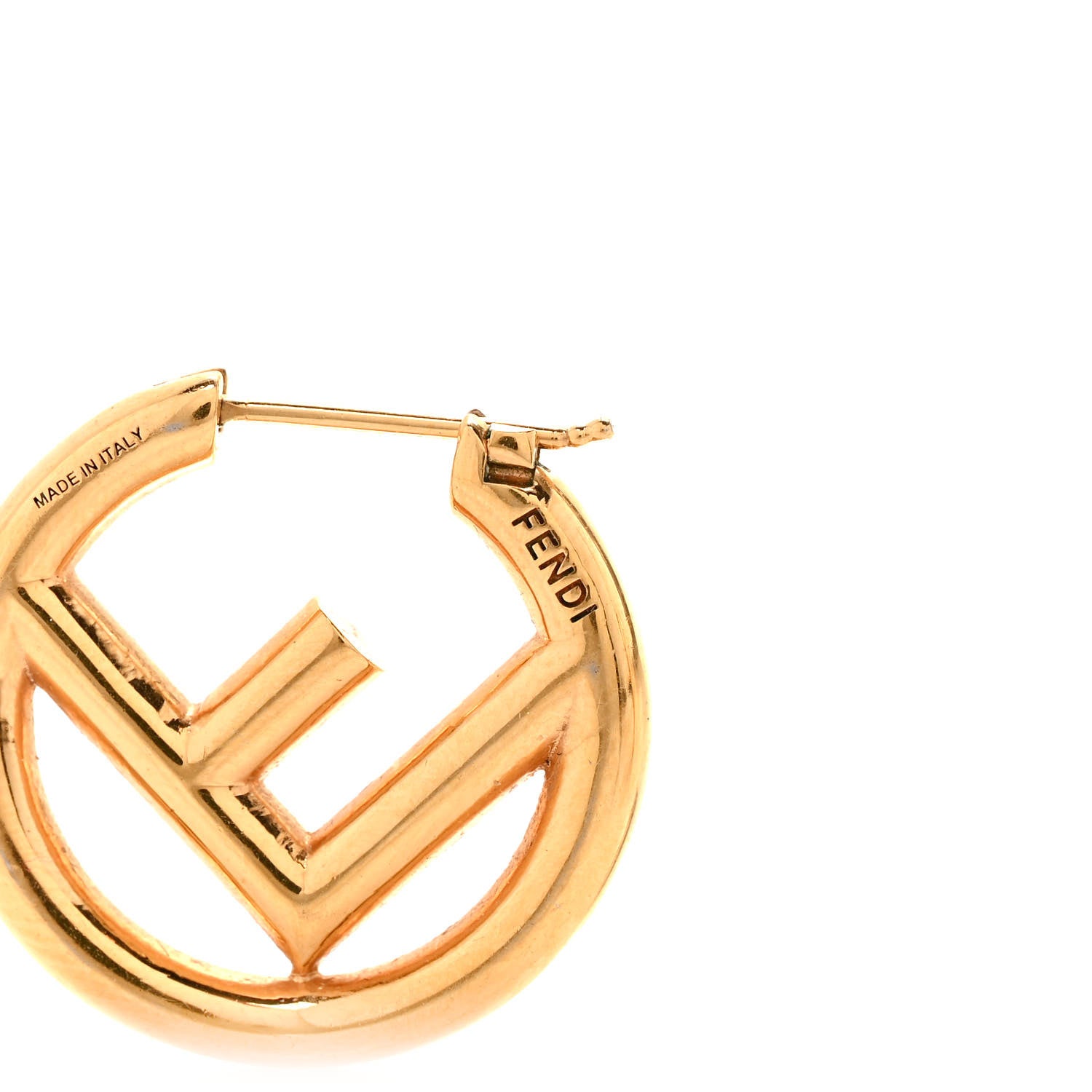 Fendi Metal FF Hoop Earrings Gold 4 of 4