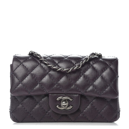 Chanel Washed Caviar Quilted Mini Rectangular Flap Dark Purple 1 of 11