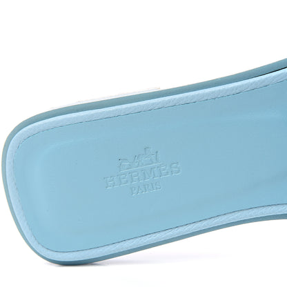 Hermes Epsom Oran Sandals 37.5 Bleu Littoral 8 of 11