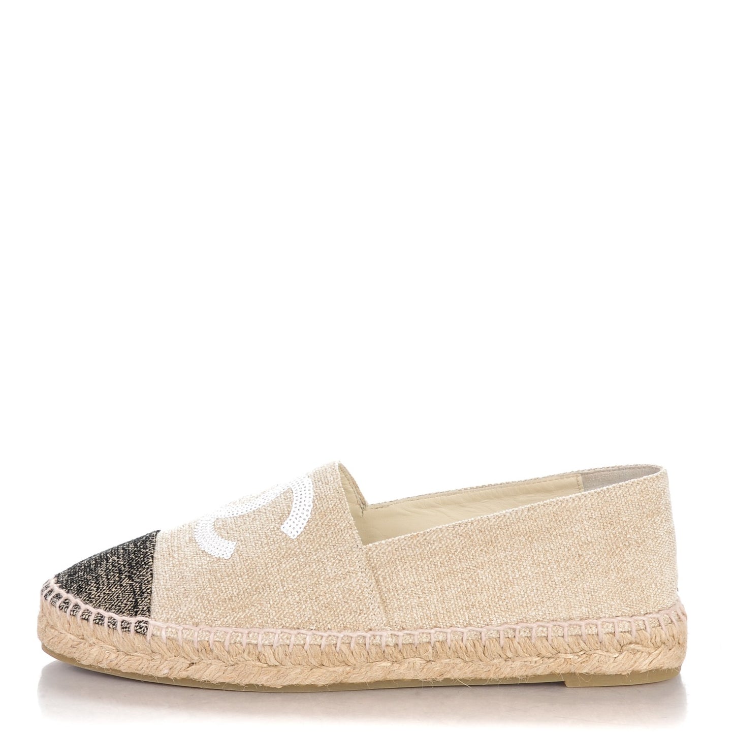 Toile Sequin CC Espadrilles 41 Beige Black