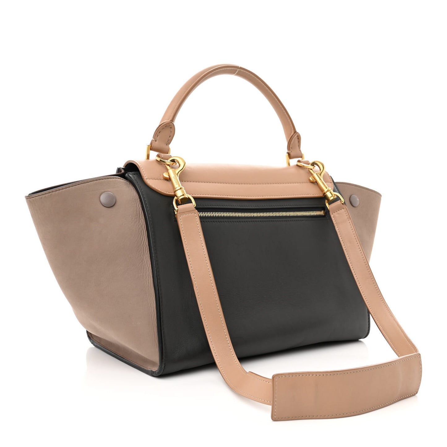 Smooth Calfskin Nubuck Small Tri-Color Trapeze Nude