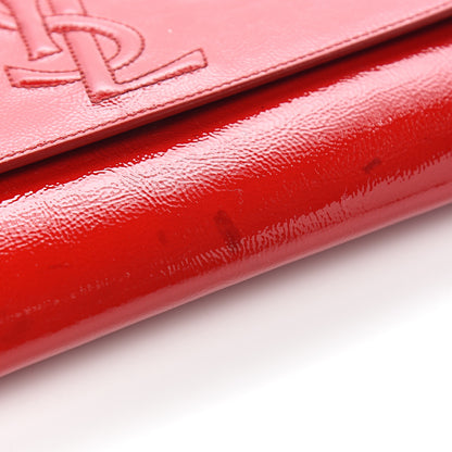 Saint Laurent Textured Patent Monogram Large Belle De Jour Clutch Red 7 of 8