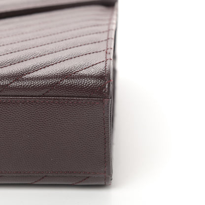 Saint Laurent Grain De Poudre Matelasse Chevron Large Monogram Satchel Rouge Legion 12 of 13