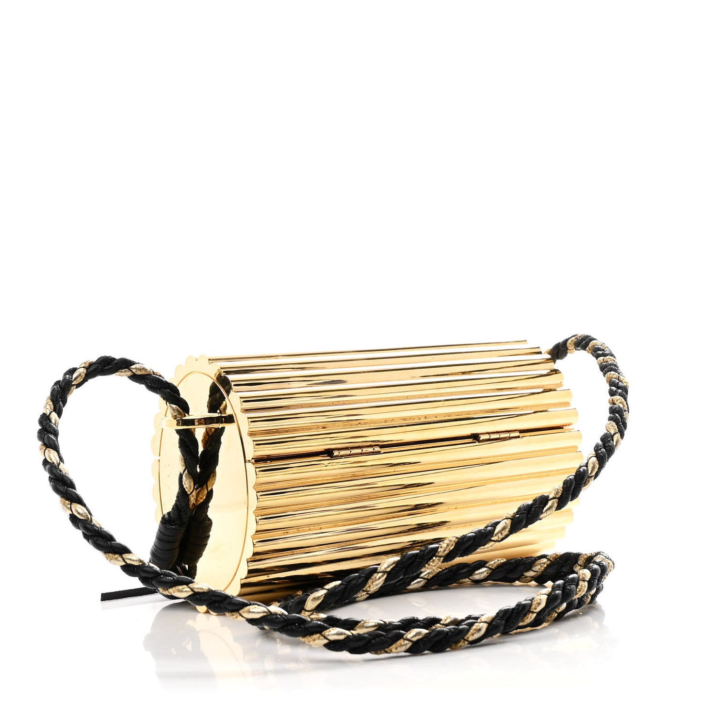 Ribbed Plexiglass Lambskin Fringe Monogram Opium Box Bag Gold