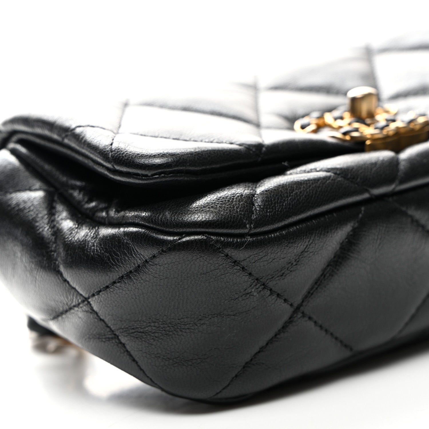 Chanel Goatskin Quilted Chanel 19 Waist Bag Black 9 of 11