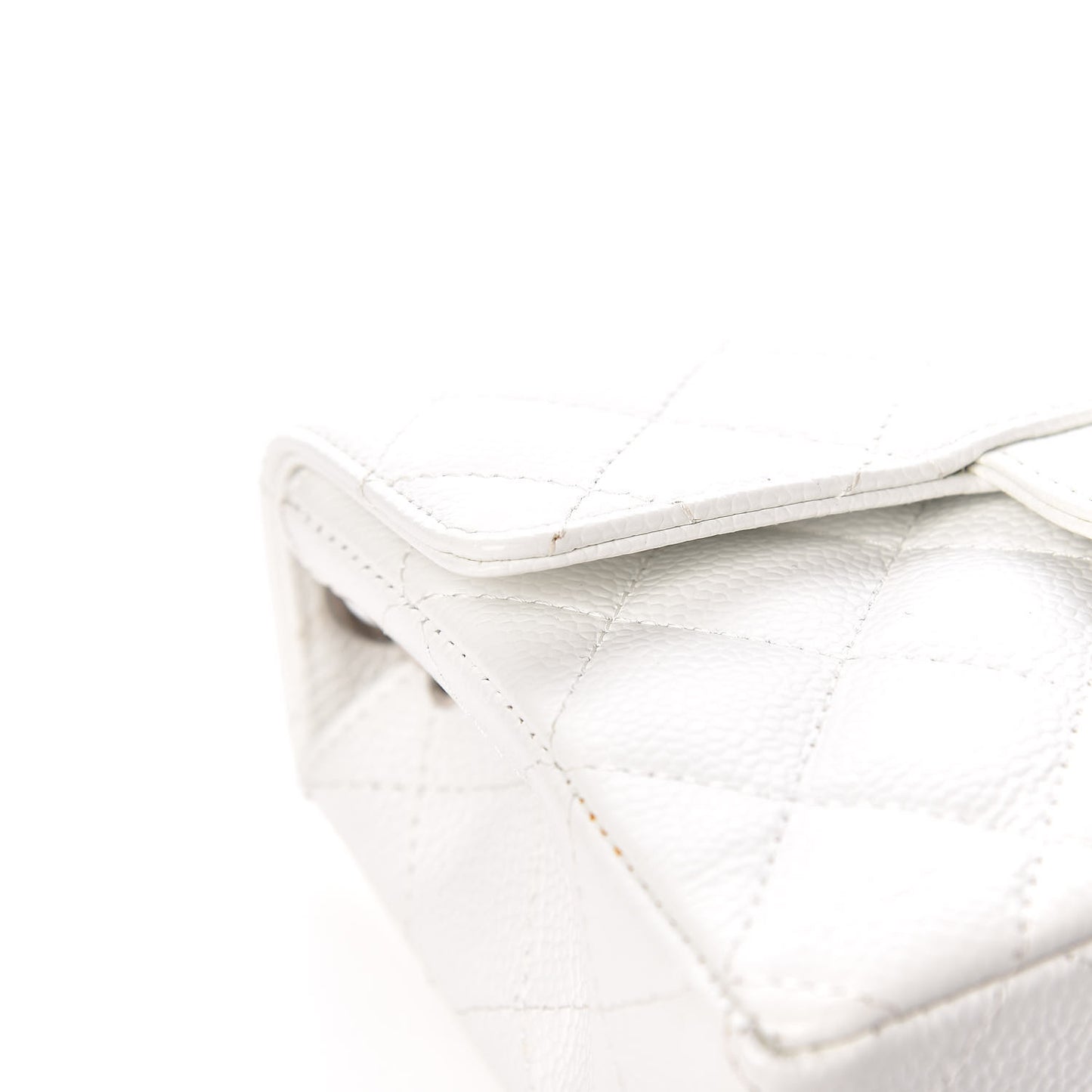 Caviar Quilted Mini Square Flap White