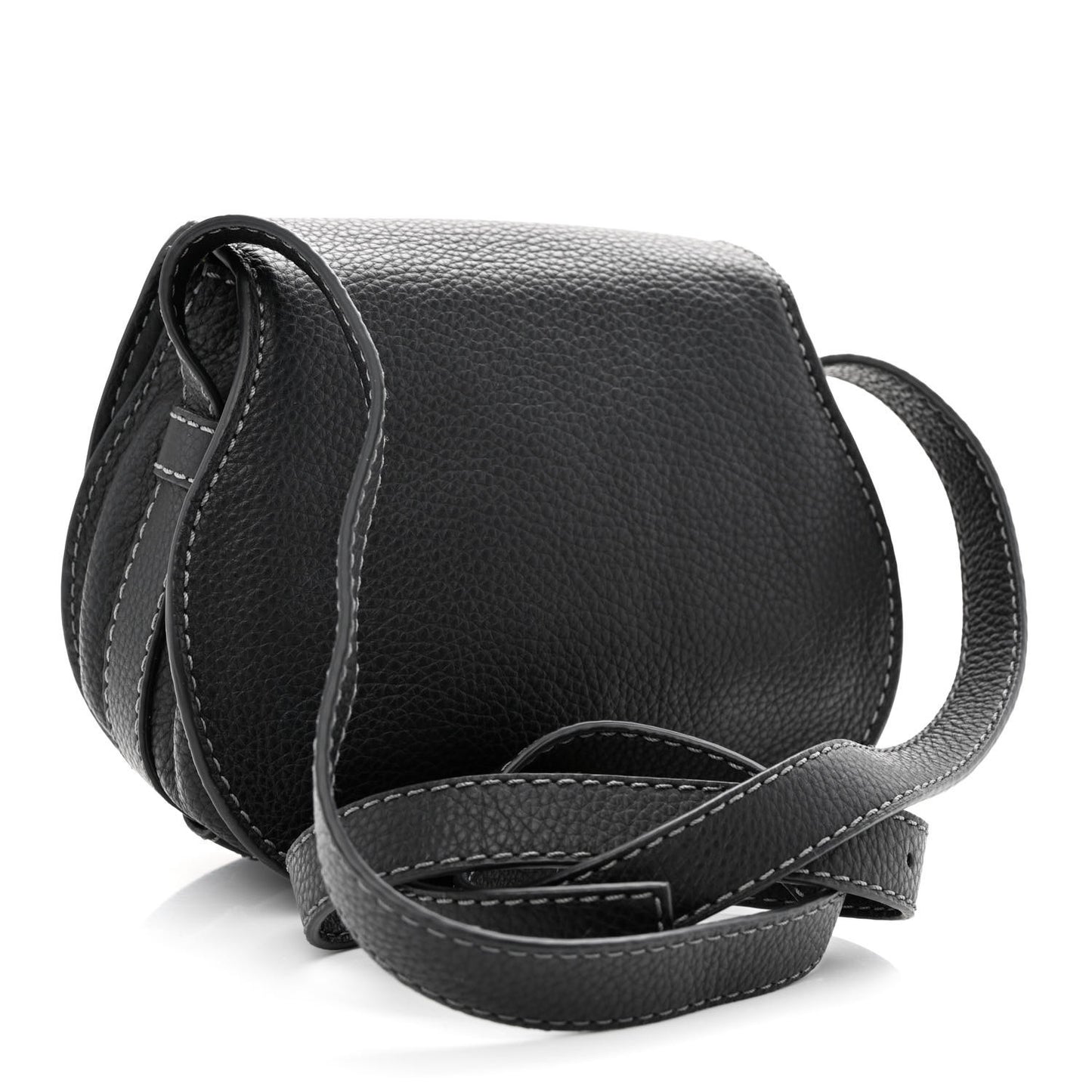 Calfskin Mini Marcie Round Crossbody Bag Black