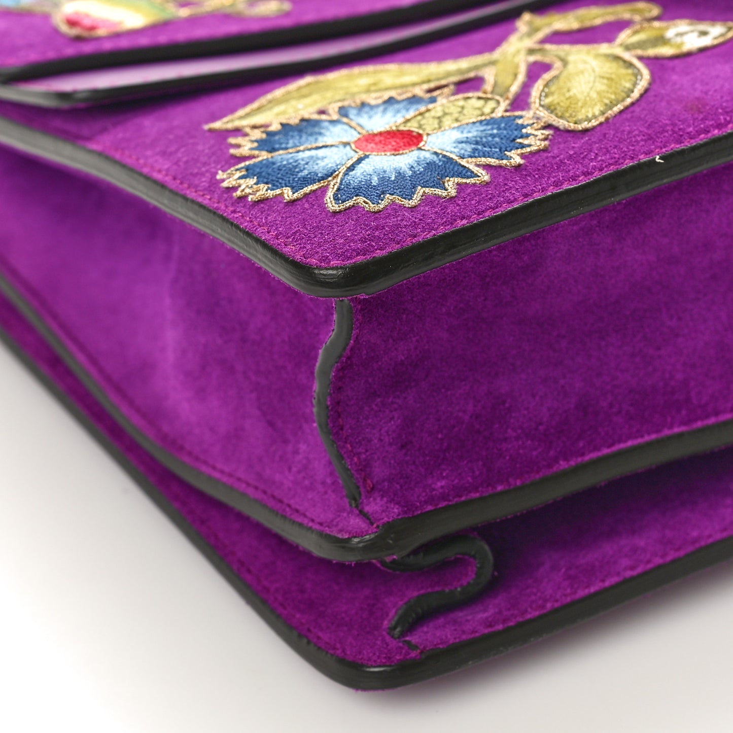 Suede Dragon Embroidered Medium Dionysus Shoulder Bag Bright Purple Multicolor