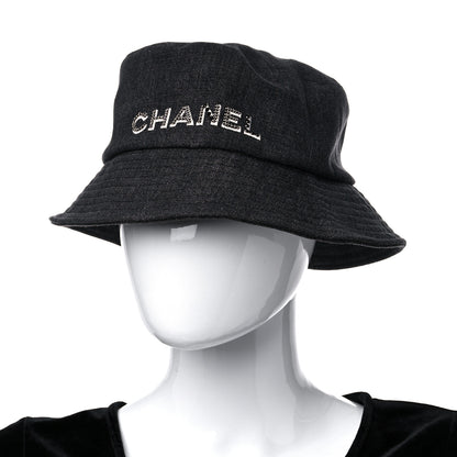 Chanel Fabric Logo Bucket Hat M Black 2 of 6