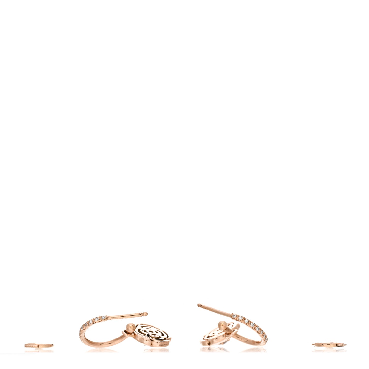 Chanel 18K Rose Gold Diamond Extrait de Camelia Drop Earrings 3 of 5