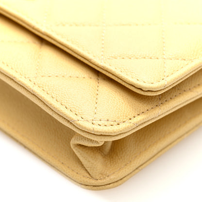 Chanel Caviar Quilted Studded CC Wallet on Chain WOC Yellow 10 of 11