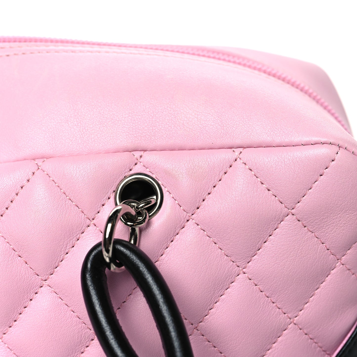 Calfskin Quilted Large Cambon Bowler Pink Black Pink Black