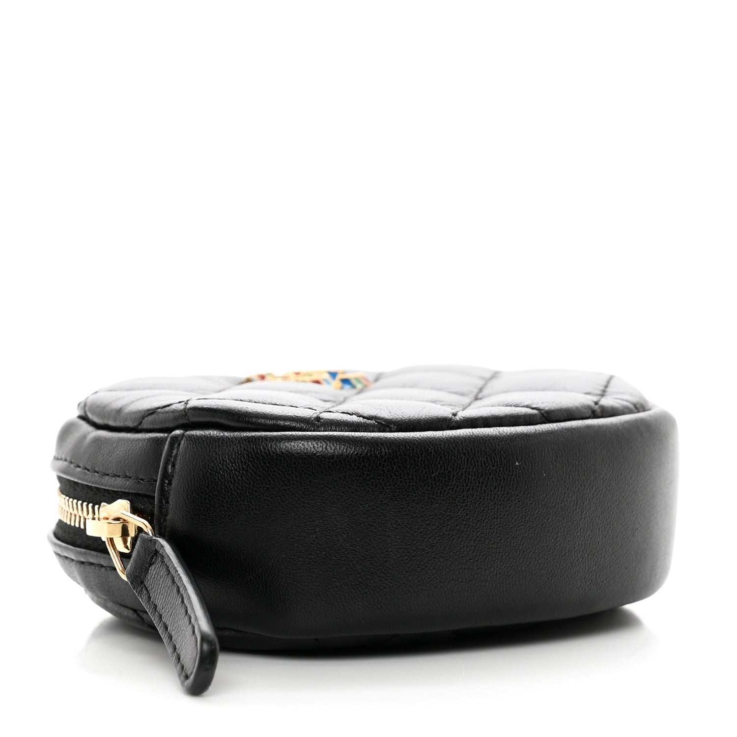 Chanel Lambskin Enamel Quilted Zip Around Classic Coin Purse Black 4 of 7