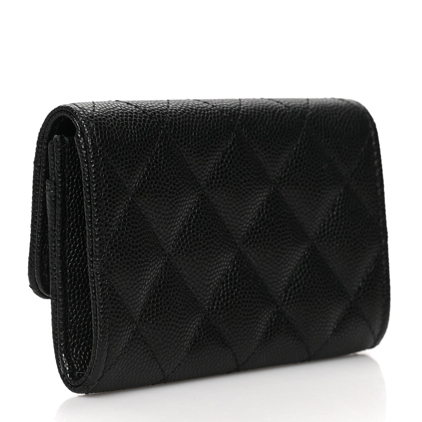 Caviar Quilted CC Flap Card Holder Black
