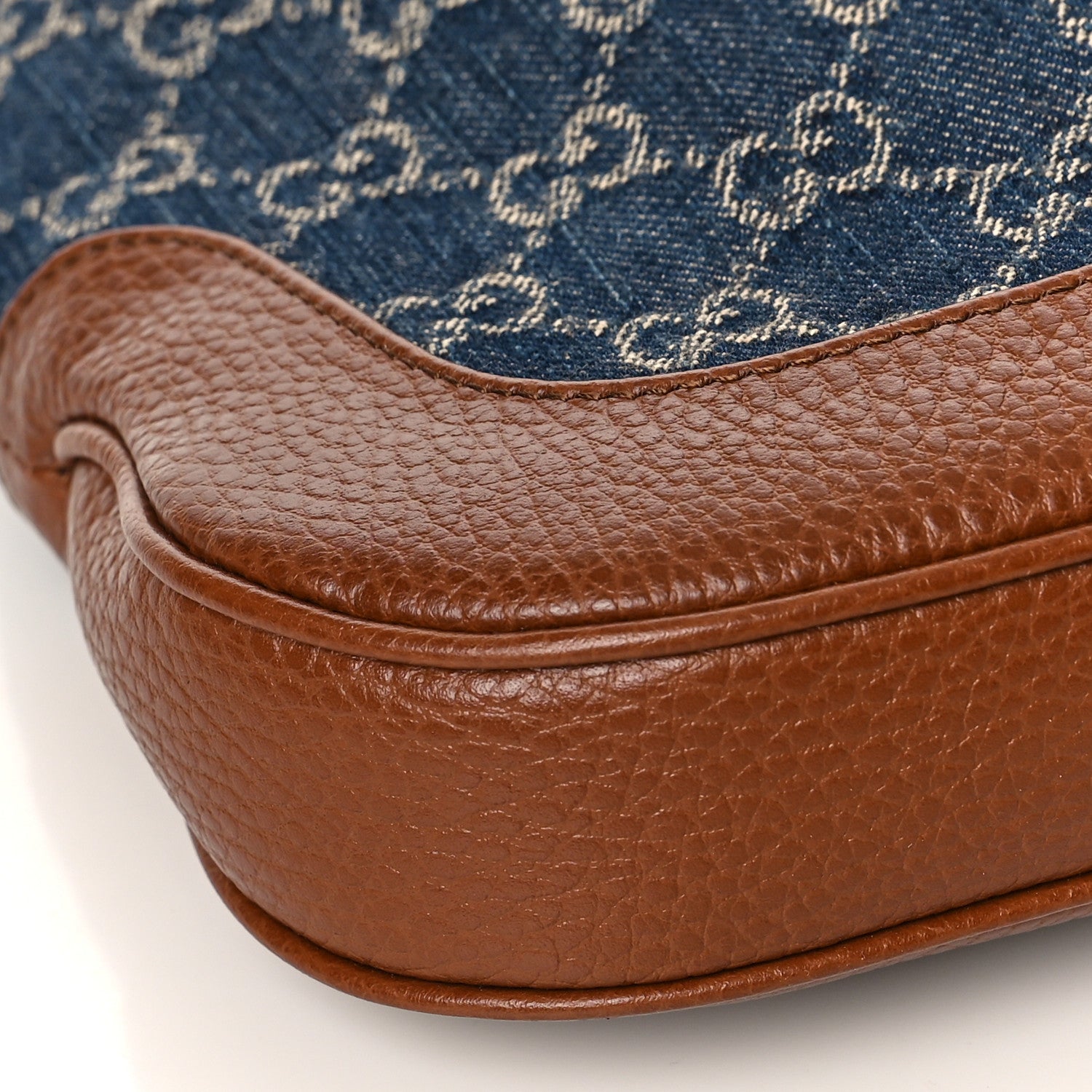 Gucci New Denim GG Monogram Calfskin Small Jackie 1961 Hobo Blue Tea Cuir 8 of 9