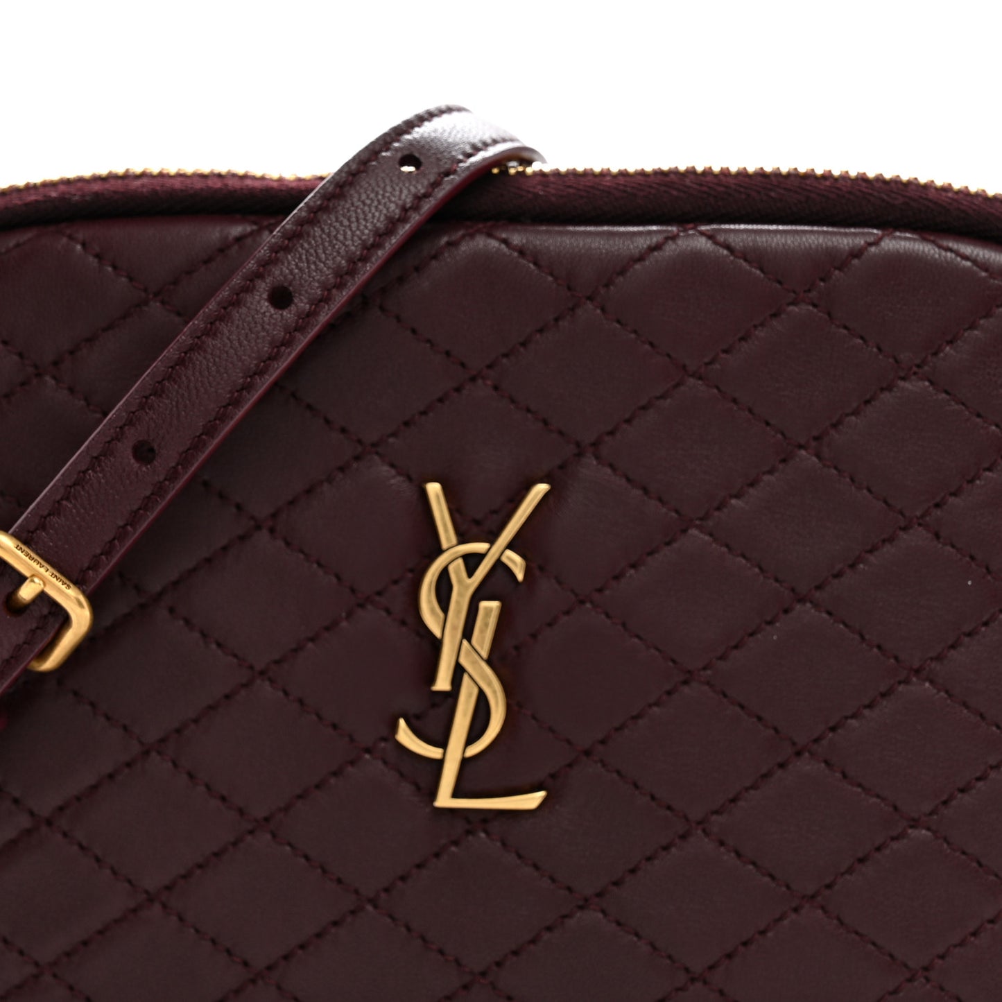 Lambskin Quilted Gaby Zipped Pouch Hot Wine