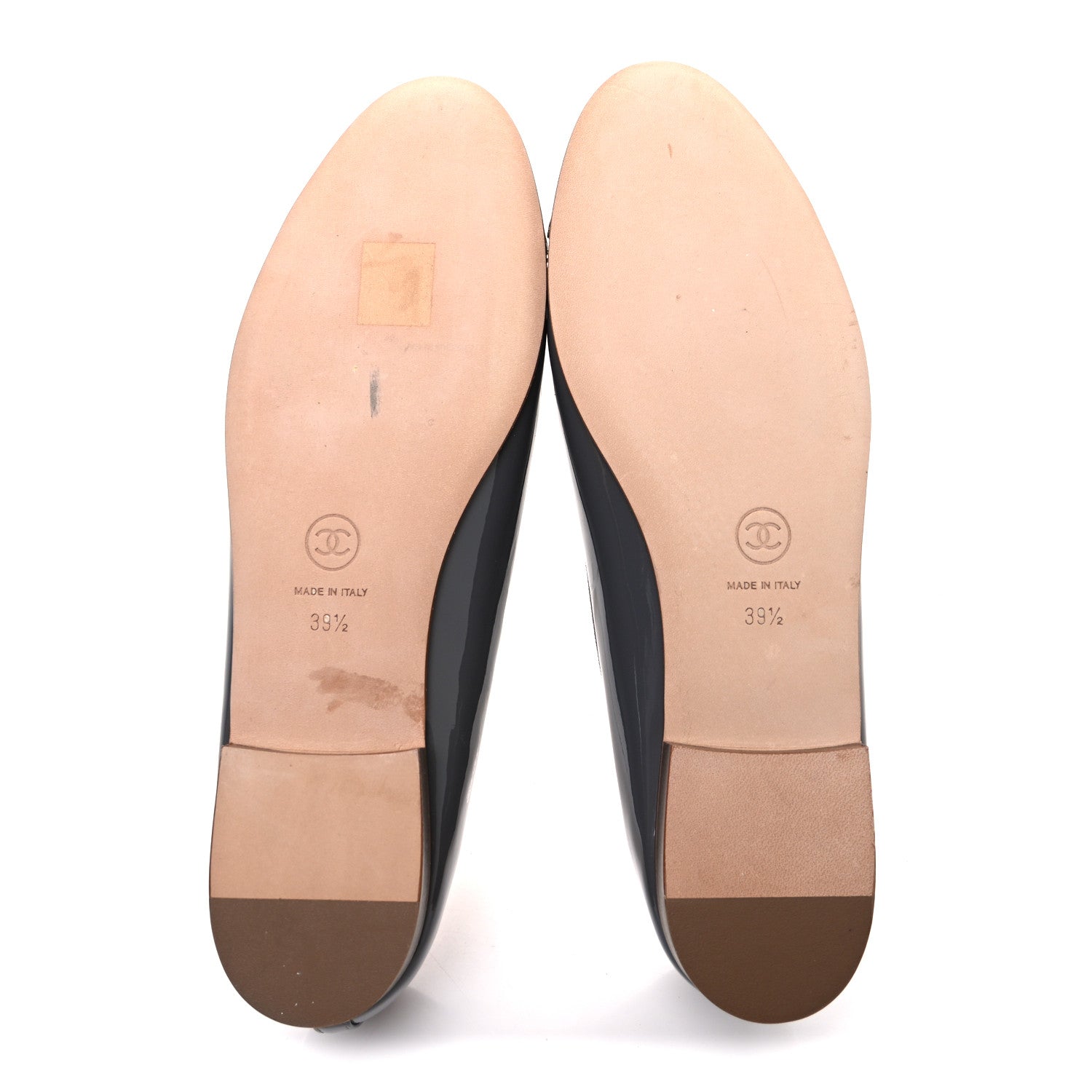 Chanel Patent Calfskin CC Cap Toe Ballerina Flats 39.5 Dark Grey 7 of 11