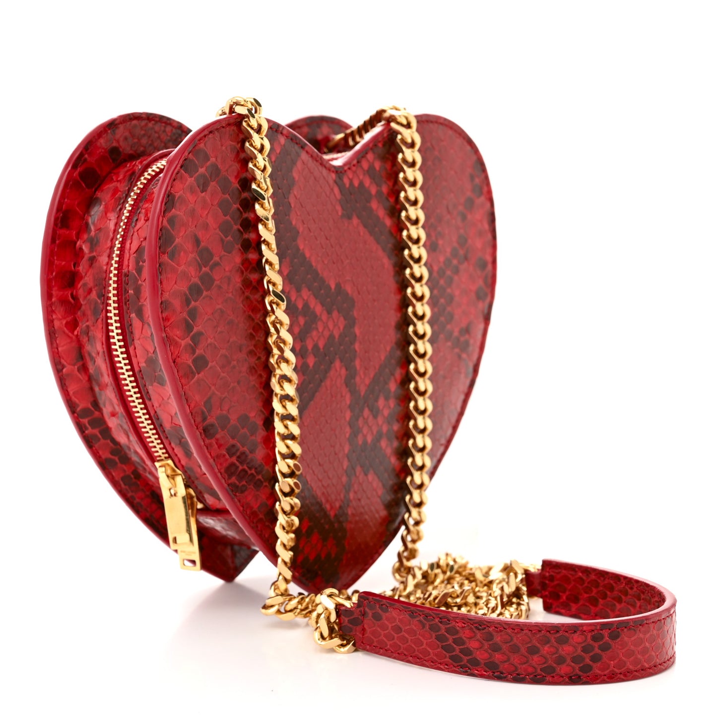 Python Small Love Heart Chain Bag Red Black