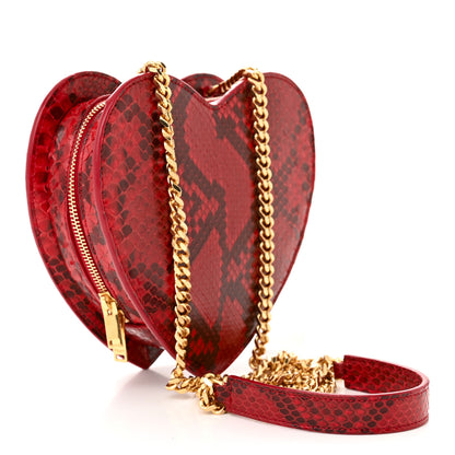 Saint Laurent Python Small Love Heart Chain Bag Red Black 3 of 10