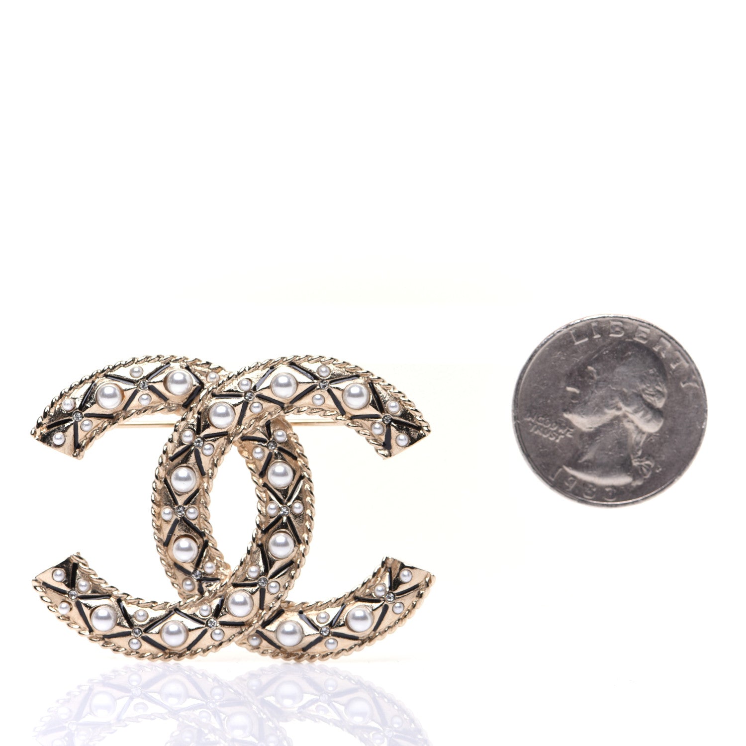 Chanel Pearl CC Brooch Gold 2 of 7