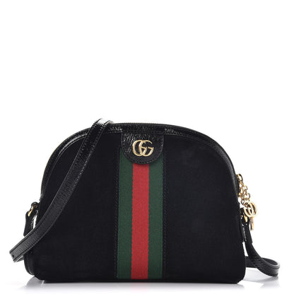 Gucci Suede Patent Web GG Small Ophidia Dome Shoulder Bag Black 1 of 7