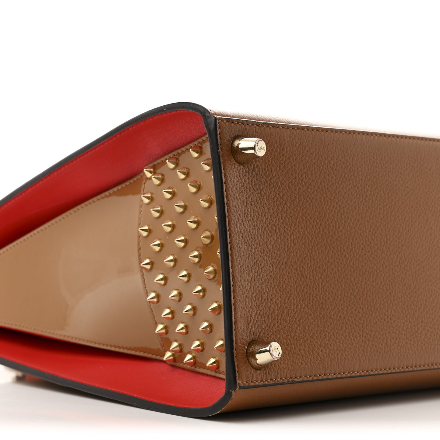 Calfskin Patent Studded Large Paloma Cognac