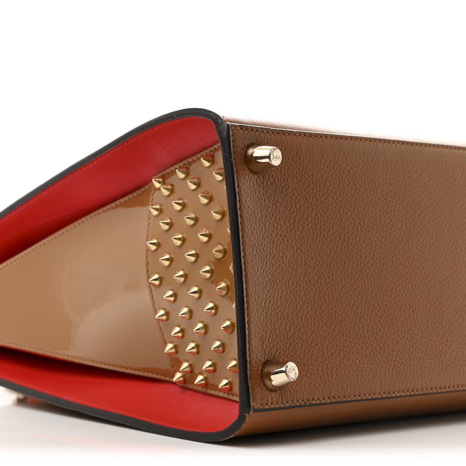 Christian Louboutin Calfskin Patent Studded Large Paloma Cognac 9 of 12
