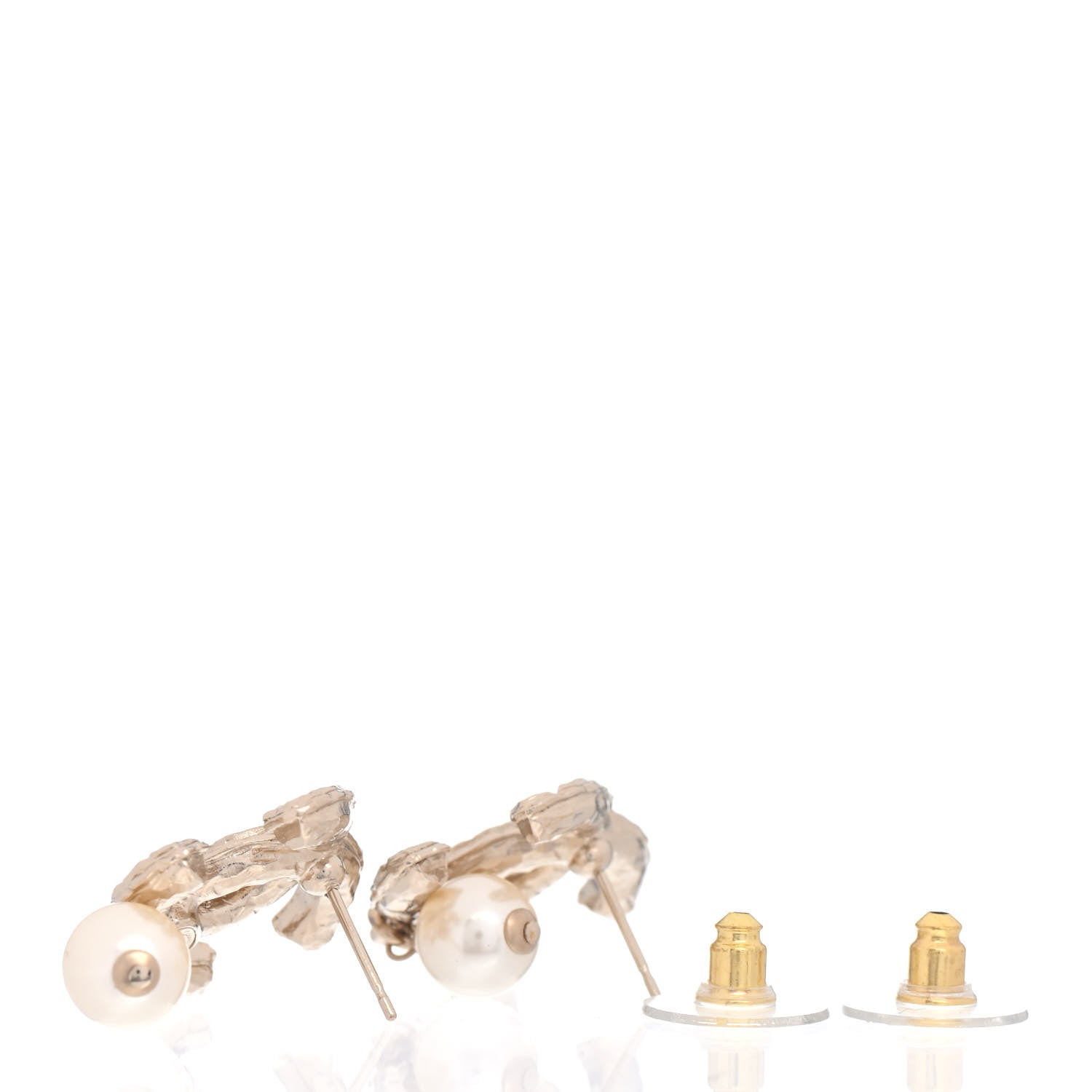 Chanel Crystal Pearl CC Drop Earrings Gold 3 of 4